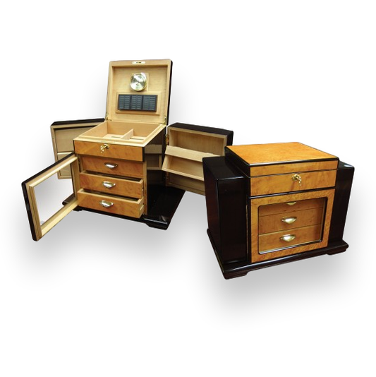 Prestige Baccus 200-Cigar Desktop Humidor  - Exterior Interior Front