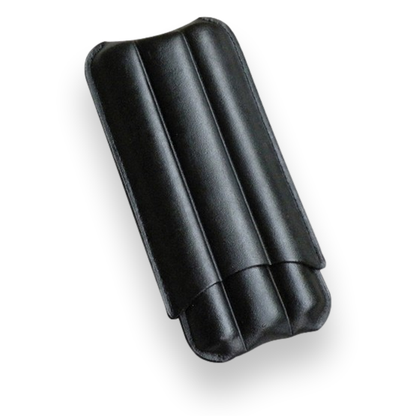 Prestige Black Leather 3-Finger Cigar Case  - Exterior Front