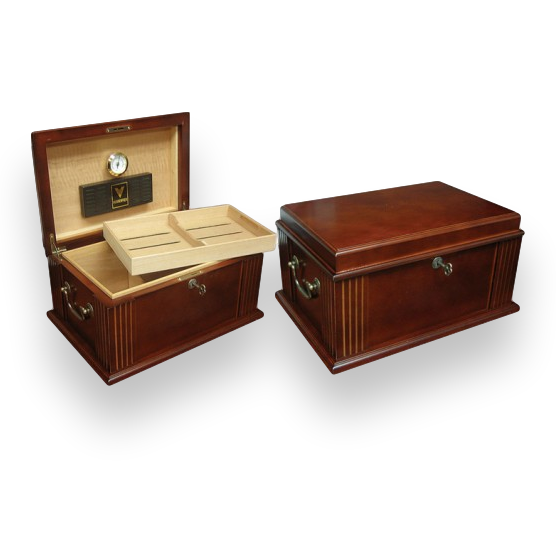 Prestige Caesar 50-Cigar Desktop Humidor  - Exterior Interior Front