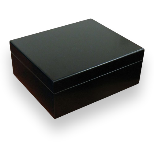 Prestige Chalet 25-50 Cigar Desktop Humidor - Black - Exterior Front
