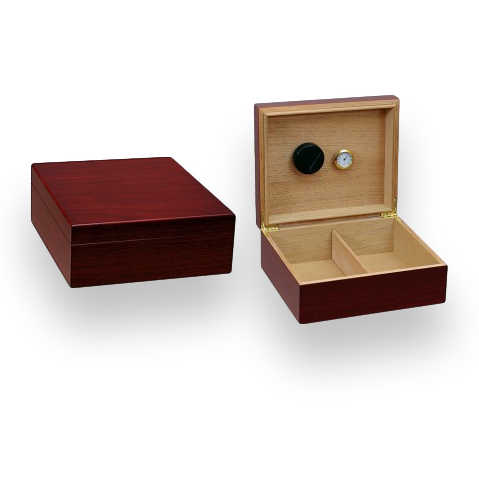 Prestige Chalet 25-50 Cigar Desktop Humidor - Cherry - Exterior Interior Front