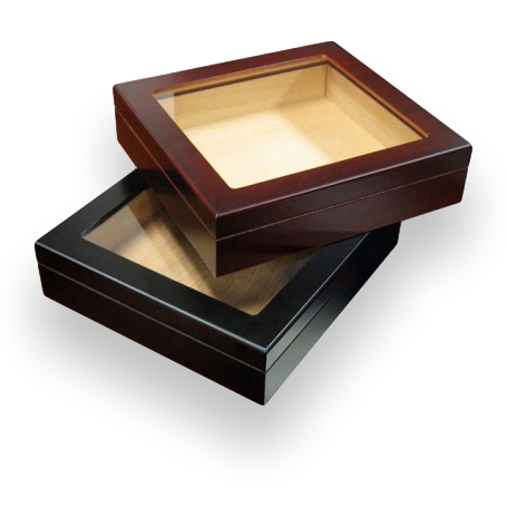 Prestige Chateau Glasstop 20-Cigar Desktop Humidor - Cherry - Black - Exterior Front