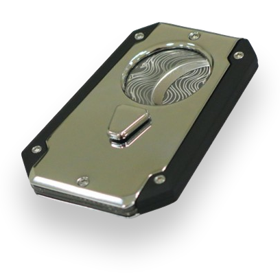 Prestige Colossus Lock Guillotine Double-Blade Cigar Cutter - Silver - Exterior Front