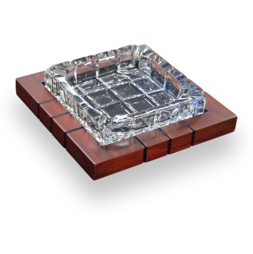 Cross Hatch Crystal Wood 4 Cigar Ashtray