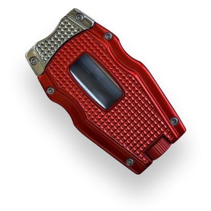 Prestige Gladiator 2-in-1 V-Cut and Punch Combination Cutter - Candy Apple Red Pearl - Exterior Back Side
