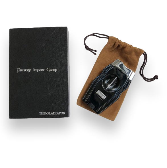 Prestige Gladiator 2-in-1 V-Cut and Punch Combination Cutter - Jet Black Gloss - Gift Box