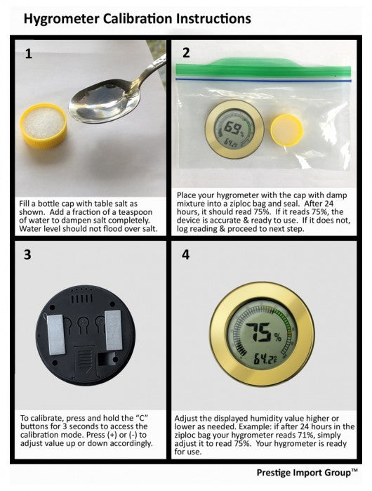 Prestige Polished Digital Hygrometer - Gold - Calibration Instructions