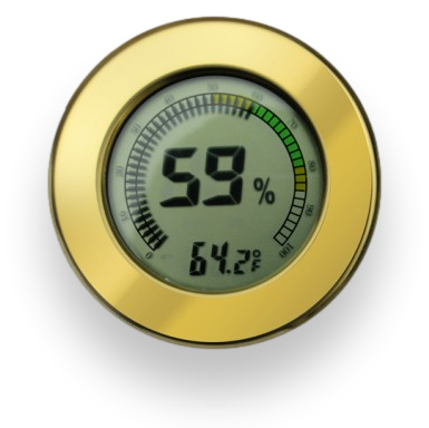 Prestige Polished Digital Hygrometer - Gold - Exterior Front
