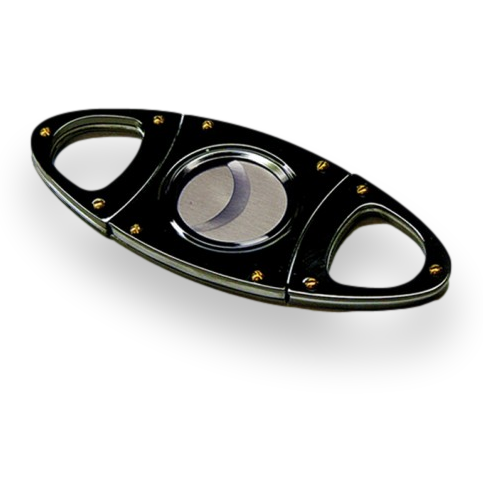 Prestige Polished Guillotine Double-Blade Cigar Cutter - Gunmetal - Exterior Front
