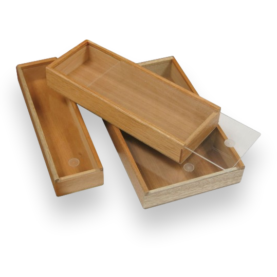 Prestige Promotional Box Wood 2-Finger Cigar Case - with Sliding Top  - Exterior Top