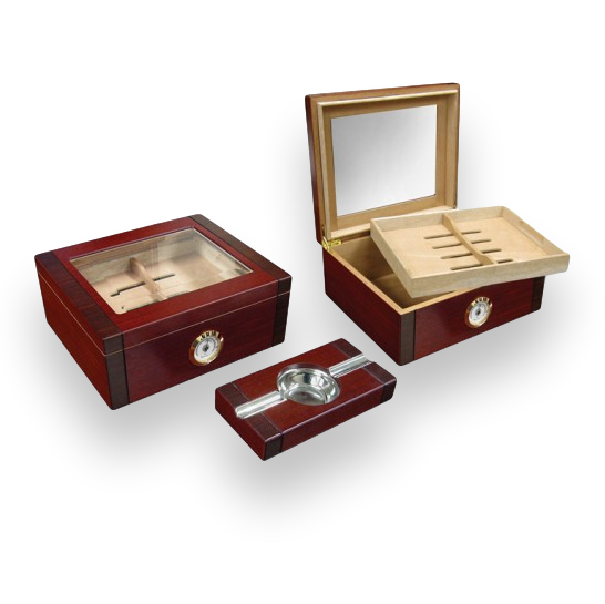 Prestige Sovereign 50-Cigar Desktop Humidor with 2-Cigar Ashtray - Exterior Front