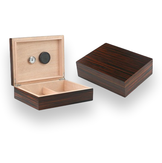 Prestige Vizcaya 25-50 Cigar Desktop Humidor - Ebony - Exterior Interior Front