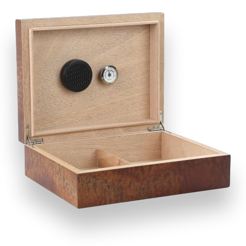 Prestige Vizcaya 25-50 Cigar Desktop Humidor - Makore Pommele - Interior Front