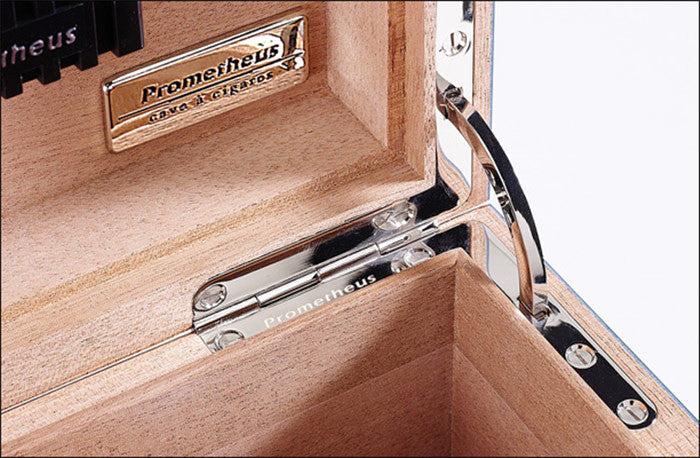 Prometheus - Walnut - Burl - 50 - 100 - Cigar - Humidor - Milano - Series - Interior - Hinges