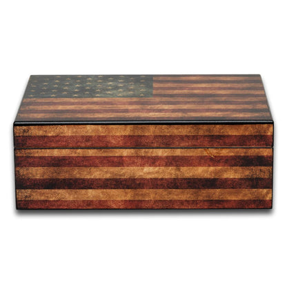 Humidor Supreme Old Glory Desktop Humidor - 25-50 Cigars - Exterior Front