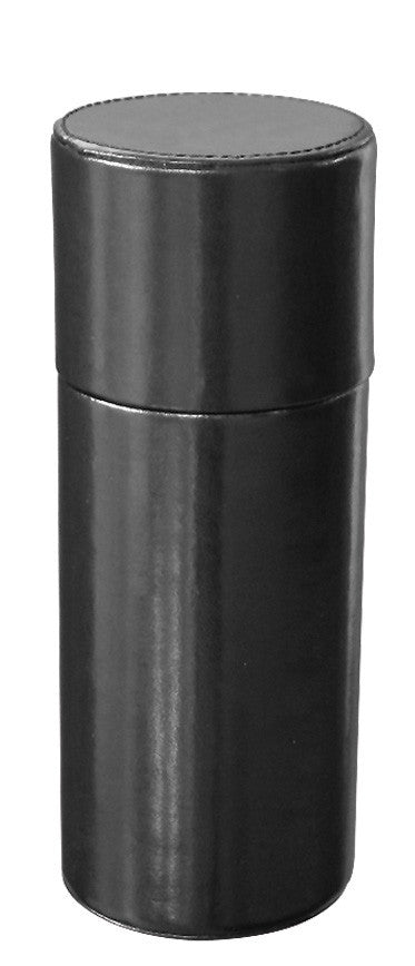 Quality Importers Leather 1-Finger Humidor Tube - Black - Exterior Front
