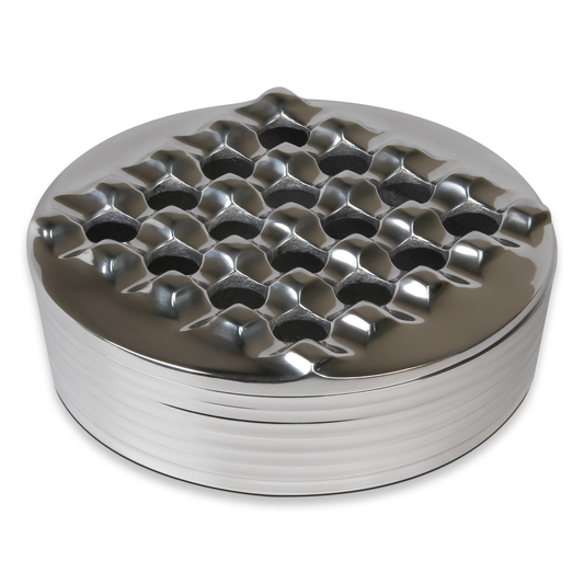 Quality Importers Polished Round Metal 4-Cigar Ashtray  - Exterior Front