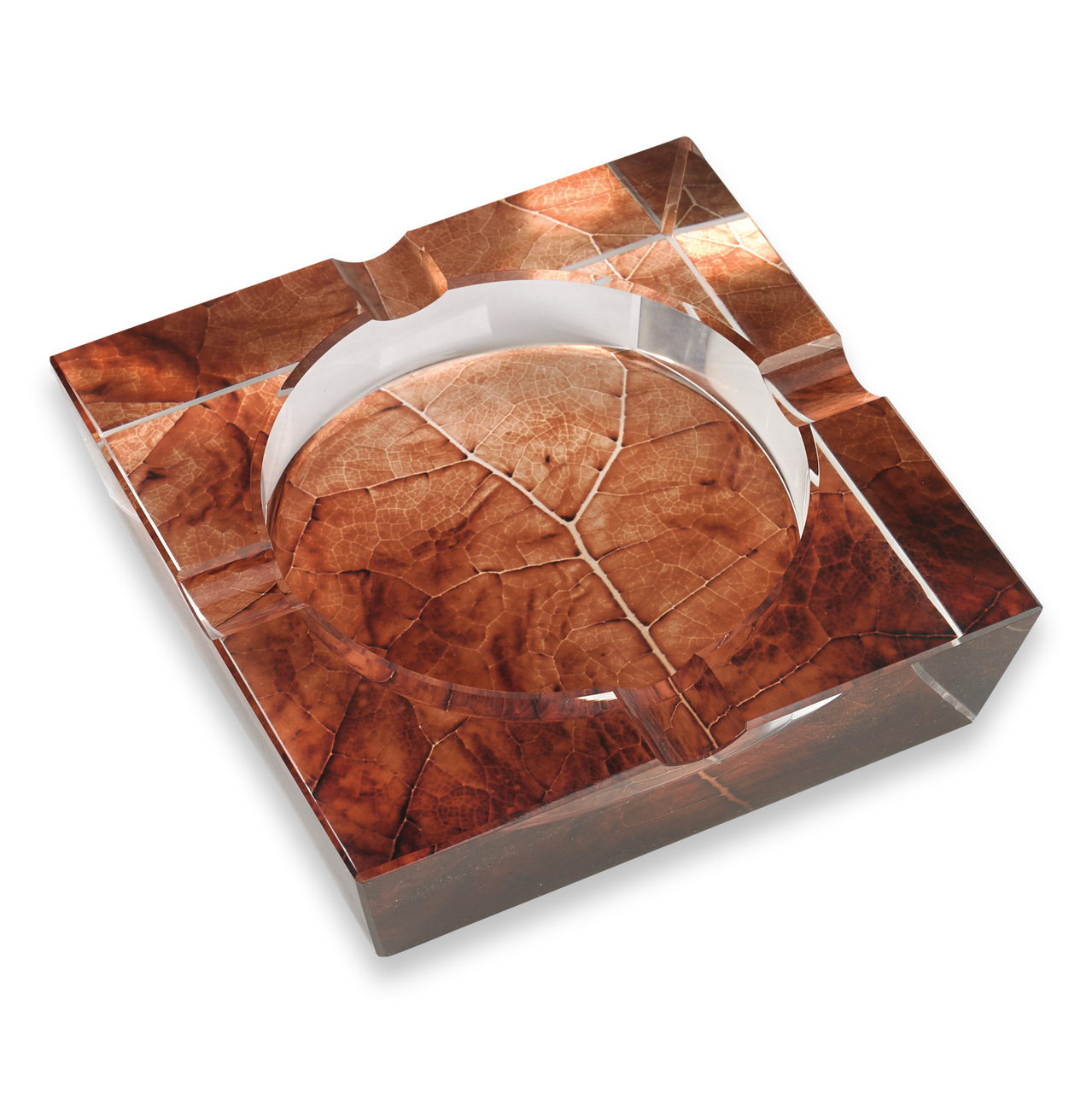 Quality Importers Square Crystal 4-Cigar Ashtray  - Exterior Front
