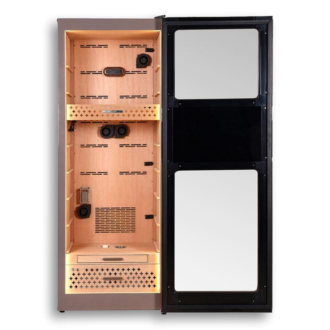 Raching Reserva RR Series 3000-Cigar Electric Humidors - Havana Tan - Front Opened with No Trays