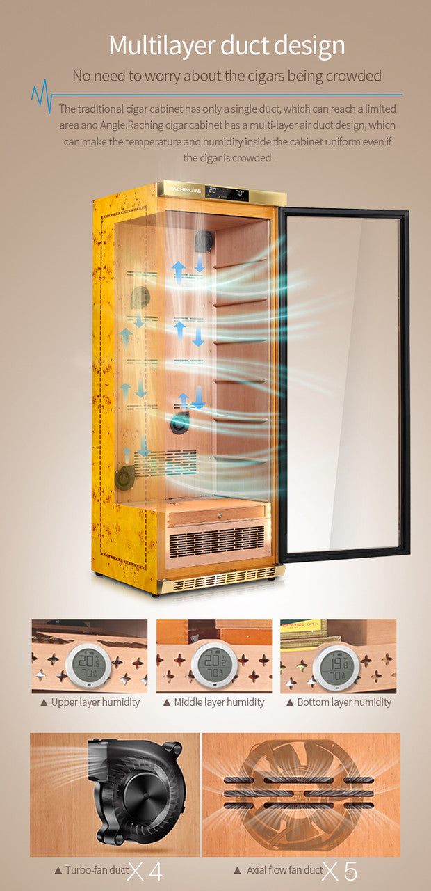 Raching MON5800A Climate Control Black Wood 4,000-Cigar Electric Humidor - Specifications