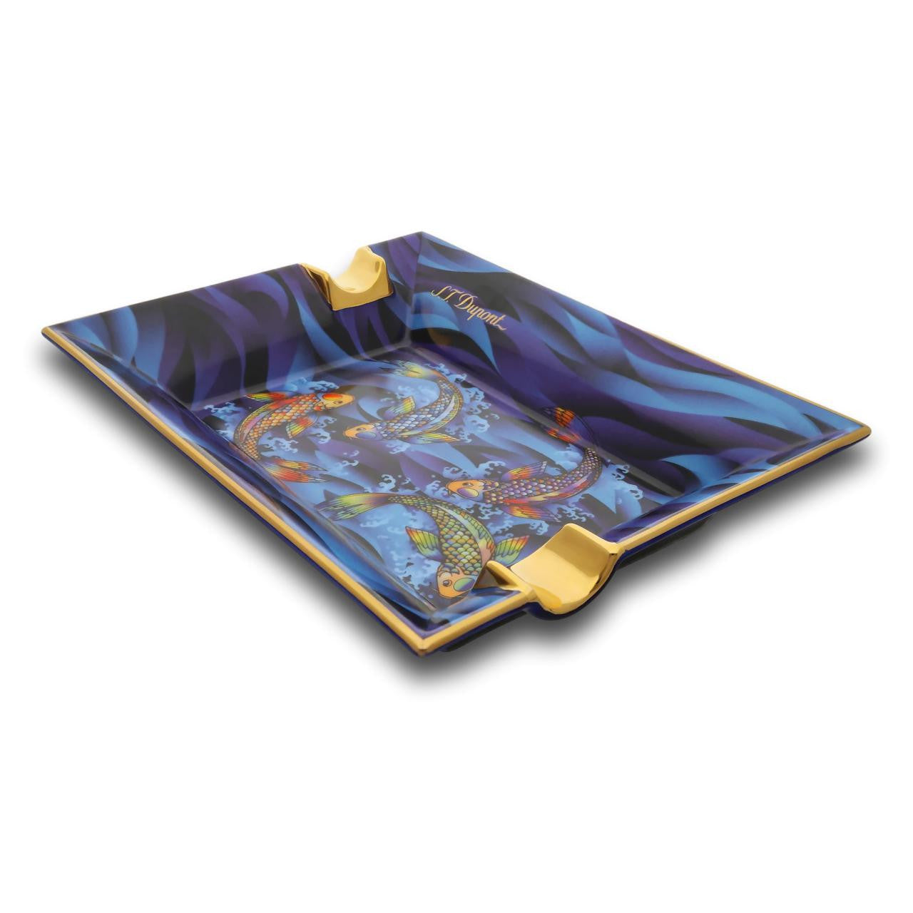 S.T. Dupont Koi Fish Large 2-Cigar Porcelain Ashtray - Side View