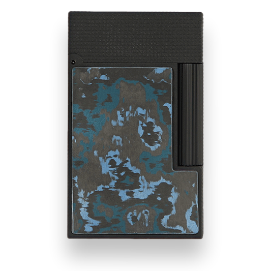 S.T. Dupont Ligne 2 Cigar Lighter - Matte Black and Carbon Animation Series - Glacial Cave - Exterior Front