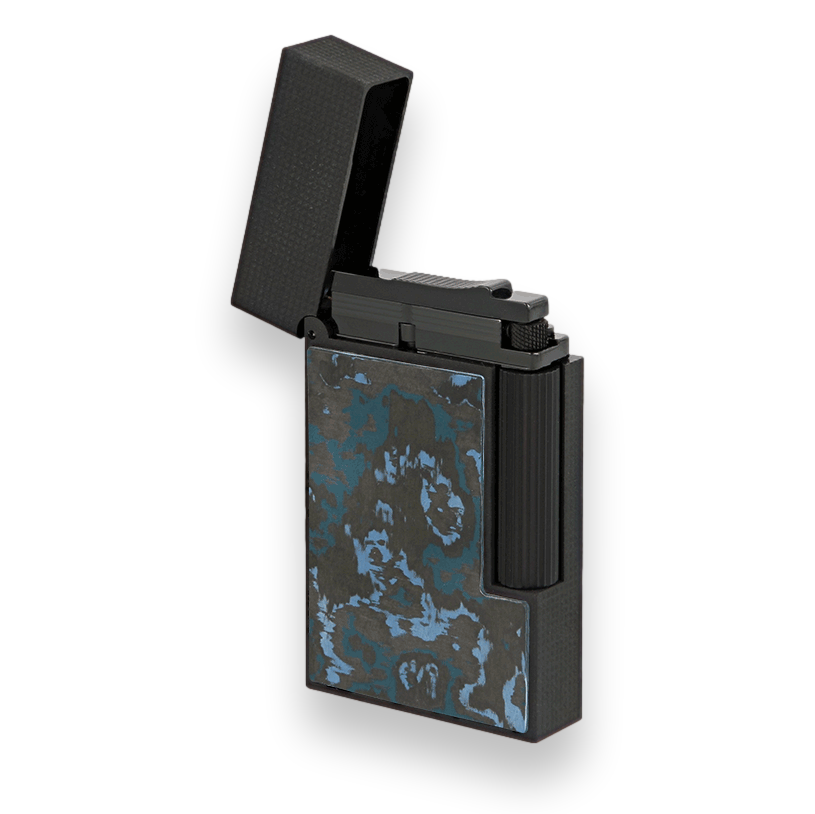 S.T. Dupont Ligne 2 Cigar Lighter - Matte Black and Carbon Animation Series - Glacial Cave - Exterior Side