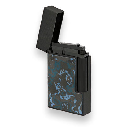 S.T. Dupont Ligne 2 Cigar Lighter - Matte Black and Carbon Animation Series - Glacial Cave - Exterior Side