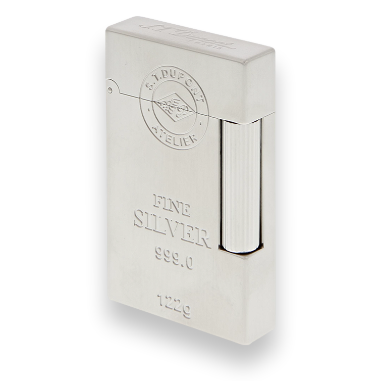 S.T. Dupont Ligne 2 Soft Flame Cigar Lighter - Ingot Series - Silver - Exterior Open