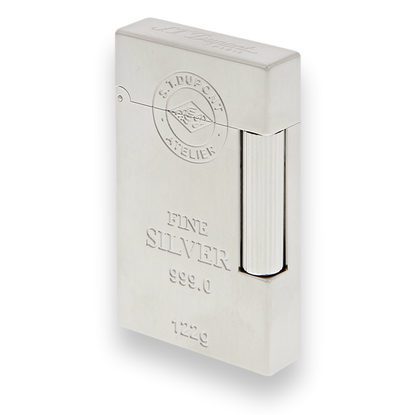 S.T. Dupont Ligne 2 Soft Flame Cigar Lighter - Ingot Series - Silver - Exterior Open