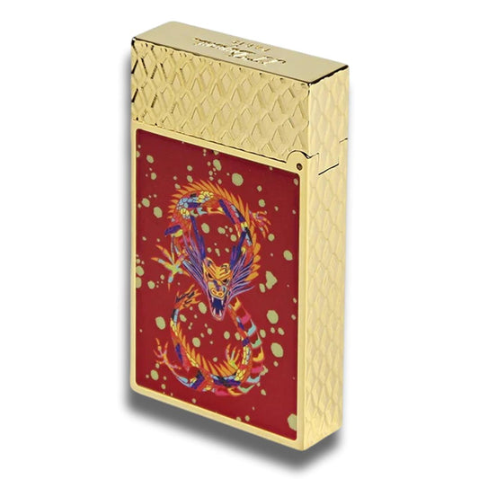 S.T. Dupont Line 2 Soft Flame Cigar Lighter - Perfect Ping Series - Year Of The Dragon - Burgundy and Gold - Main Image