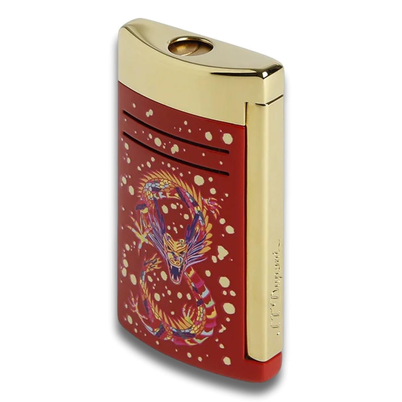 S.T. Dupont Year Of The Dragon Maxijet Torch Flame Single Jet Cigar Lighter - Burgundy and Gold - Main Image