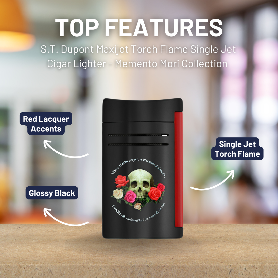 S.T. Dupont Memento Mori Maxijet Torch Flame Single Jet Cigar Lighter  - Top Features