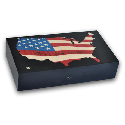Elie Bleu Stars and Stripes Stars and Stripes Flag 110-Cigar Desktop Humidor - Main Image - Front