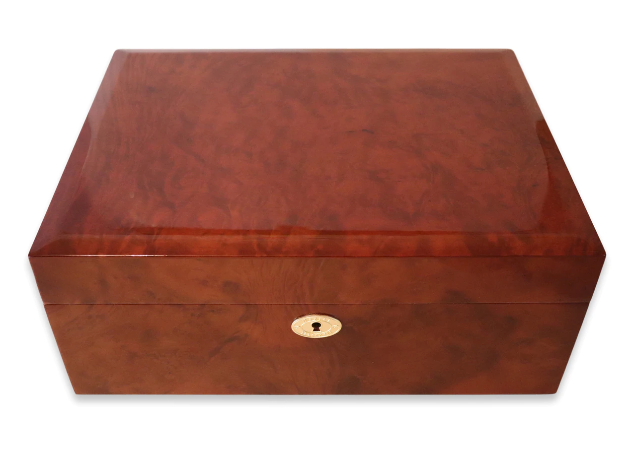 Daniel Marshall 20165 Limited Edition 125-Cigar Humidor w Tray - Dark Burl Wood - Lid