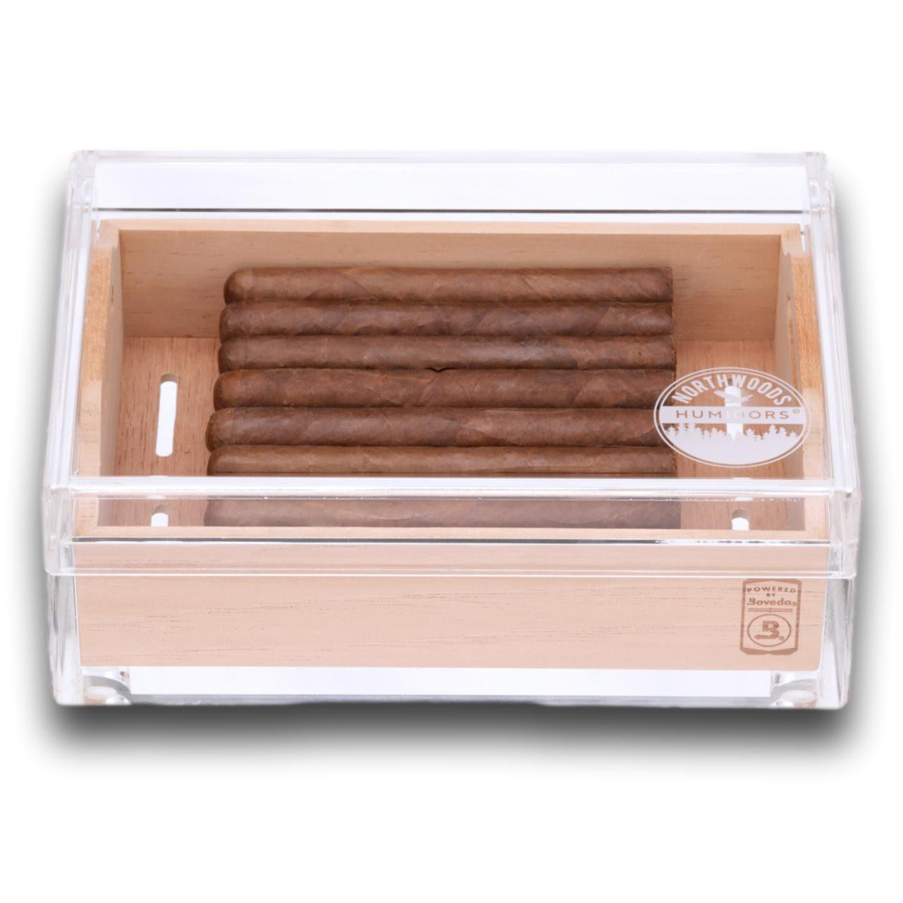 Small Acrylic 20-Cigar Humidor Powered by Boveda – Northwoods Humidors
