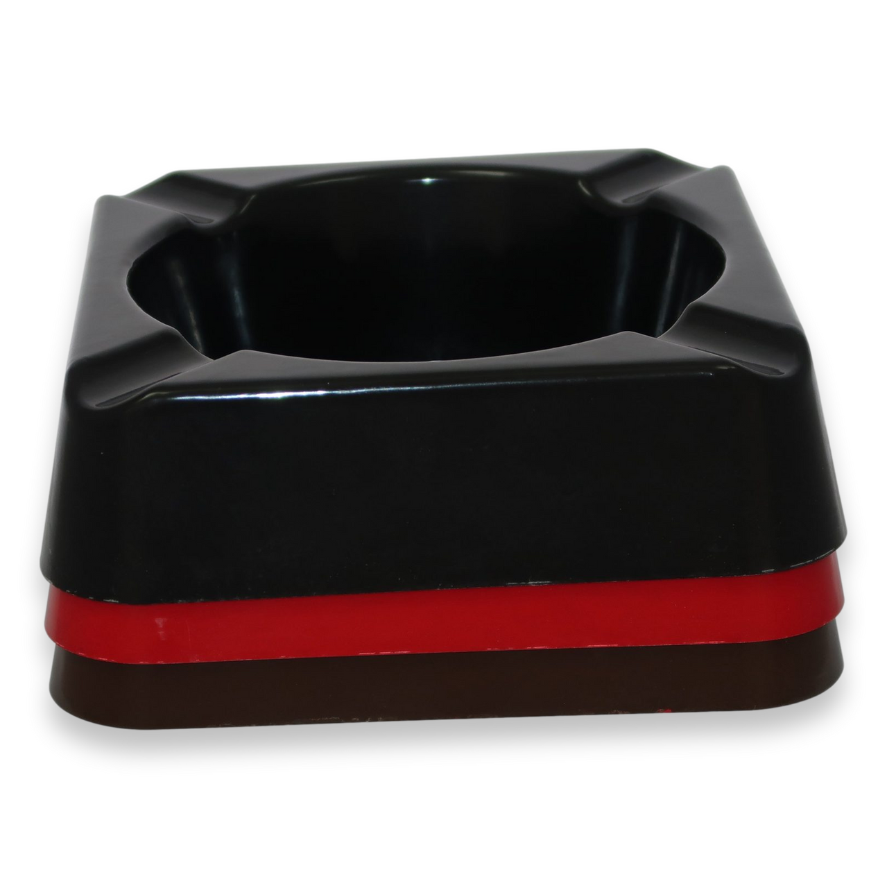 Stinky Cigar Composite 4-Cigar Ashtray - Black - Red - Brown - Exterior Stacked