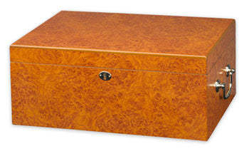 The Tuscany Light Burl Desktop Humidor - 100-120 Cigars