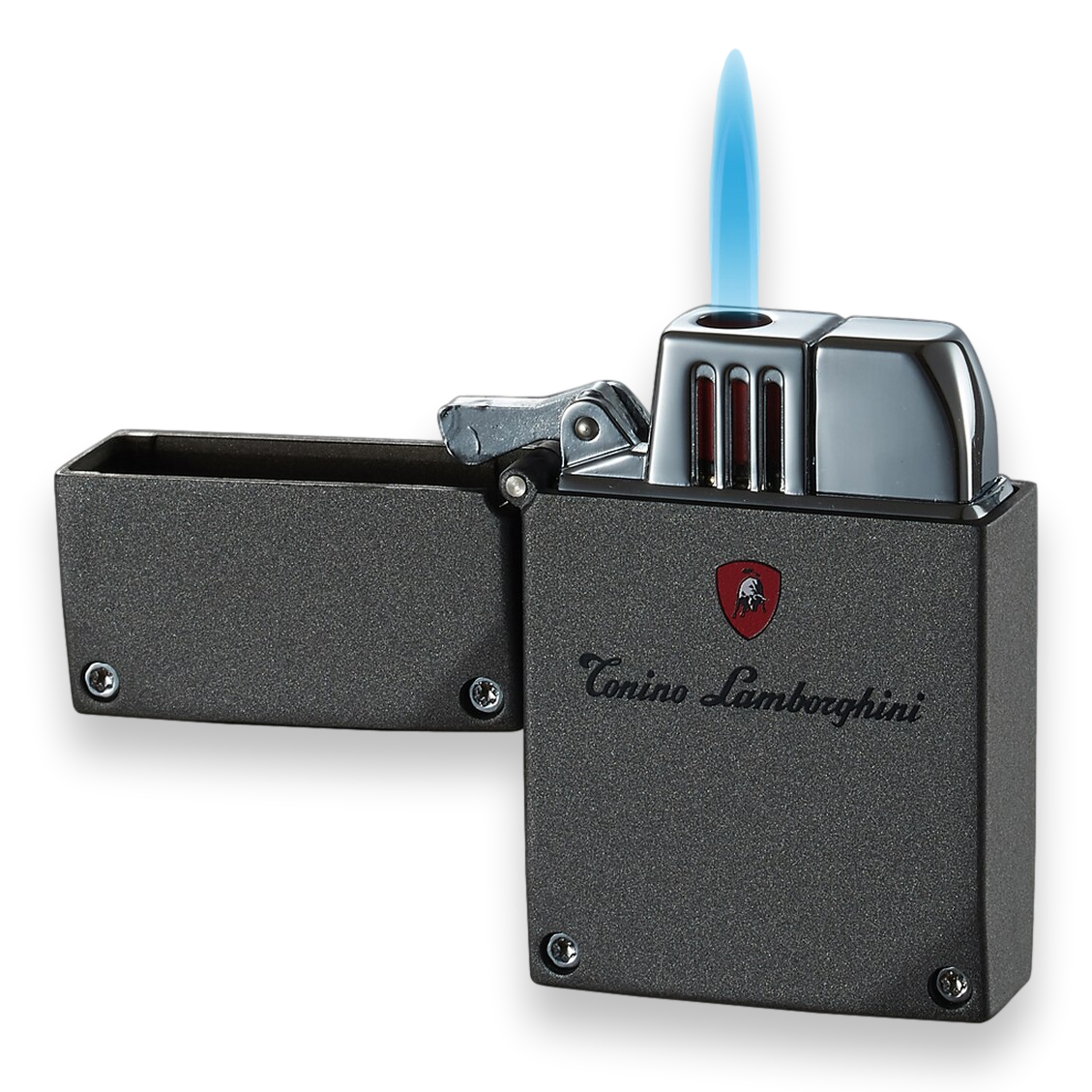 Tonino Lamborghini Duro Torch Flame Single Jet Cigar Lighter - Metallic Gray - Interior Front Flame