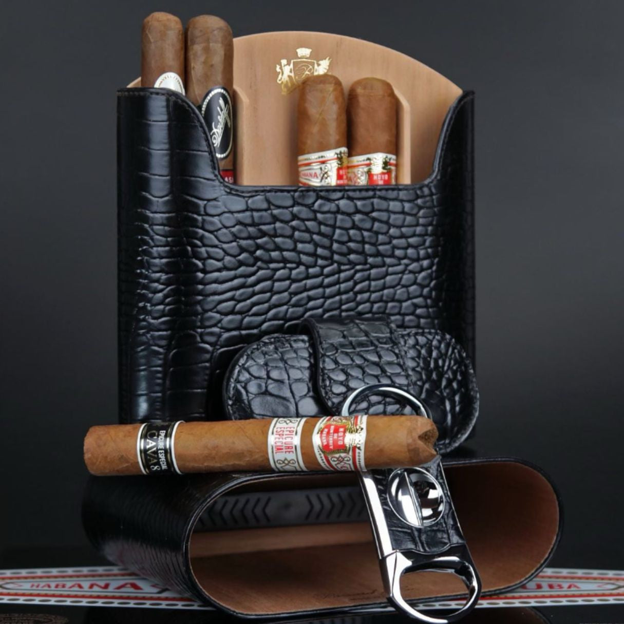 Brizard & Co V Cutter Crocodile Black V-Cut Cigar Cutter – Northwoods ...
