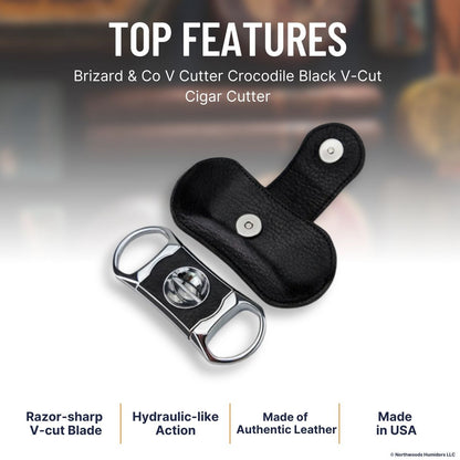Brizard & Co V Cutter Crocodile Black V-Cut Cigar Cutter - Top Features