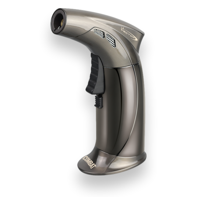 Vector Combat Torch Flame Single Jet Cigar Lighter - Gunmetal Polish - Exterior Front
