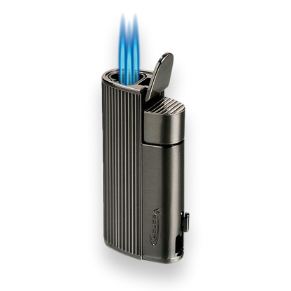 Vector Diablo Torch Flame Triple Jet Cigar Lighter - Gunmetal Satin - Exterior Front