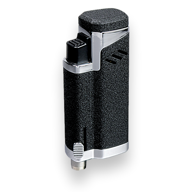 Vector Empire Torch Flame Quad Jet Cigar Lighter - Black Crackle Matte - Exterior Front