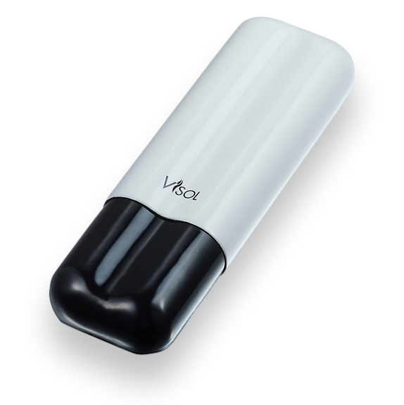 Visol Agent White and Black Carbon Fiber Cigar Case - 2 Finger - Exterior Front