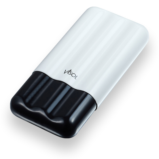 Visol Agent White and Black Carbon Fiber Cigar Case - 3 Finger - Exterior Front