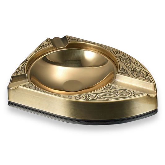 Visol Albion Metal 3-Cigar Ashtray - Matte Brass - Exterior Front