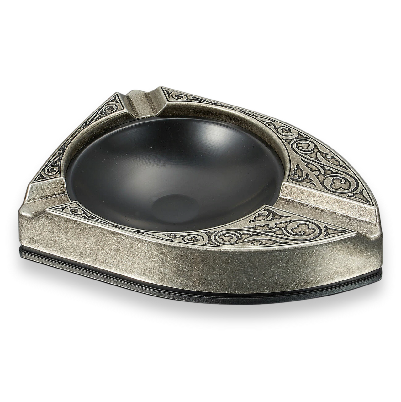 Visol Albion Metal 3-Cigar Ashtray - Matte Silver - Exterior Front