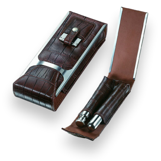 Visol Alton Leather 1-Finger Cigar Case Travel Set - Black - Interior Front