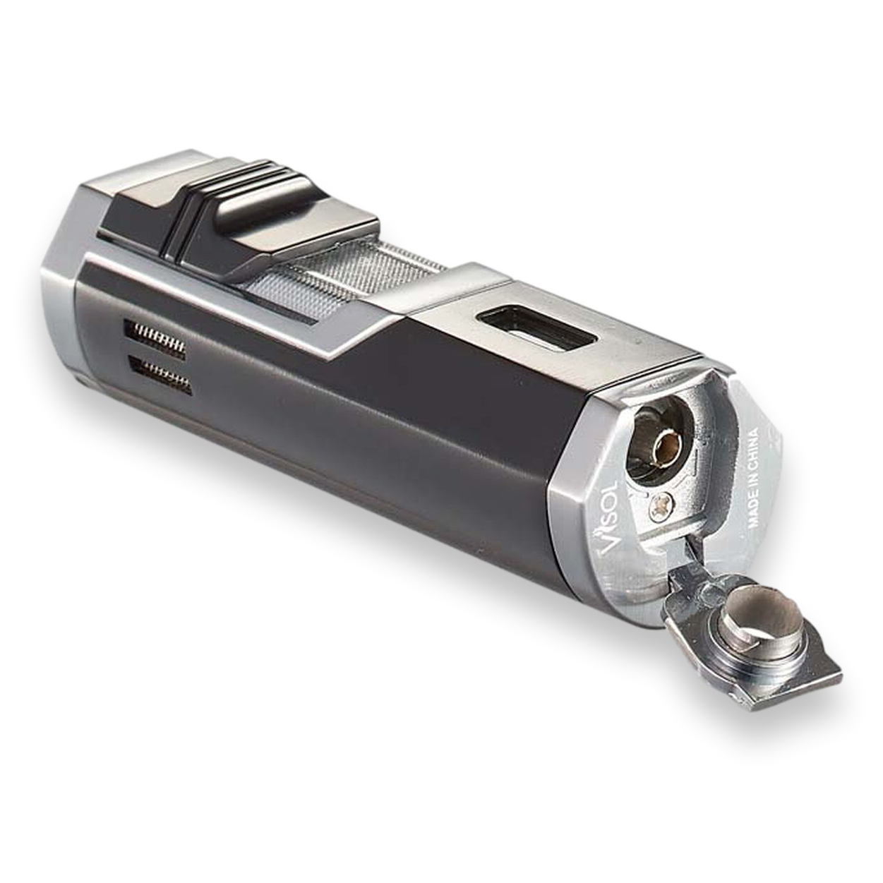 Visol Andes Torch Flame Triple Jet Cigar Lighter - Silver - Exterior Bottom